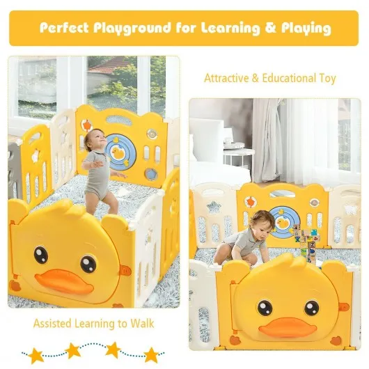 12-Panel Foldable Baby Playpen with Sound