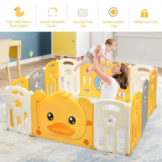 12-Panel Foldable Baby Playpen with Sound