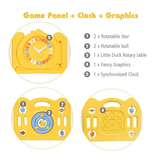 12-Panel Foldable Baby Playpen with Sound