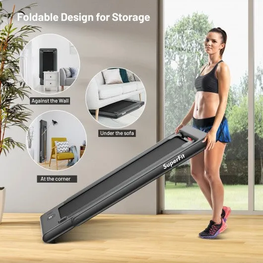 2-in-1 Electric Motorized Folding Treadmill with Dual Display and Bluetooth Speaker-Black