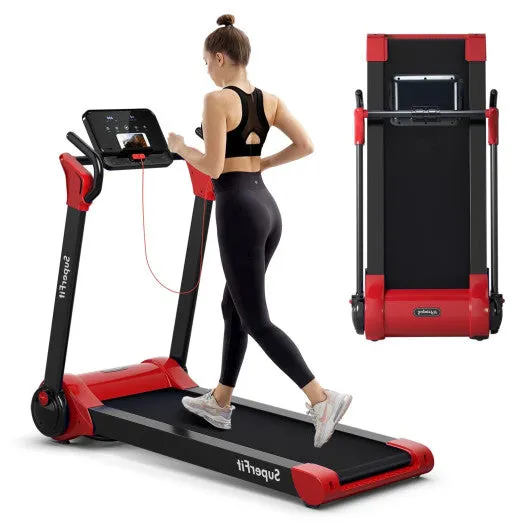 2.25 HP Electric Motorized Folding Running Treadmill Machine with LED Display-Red