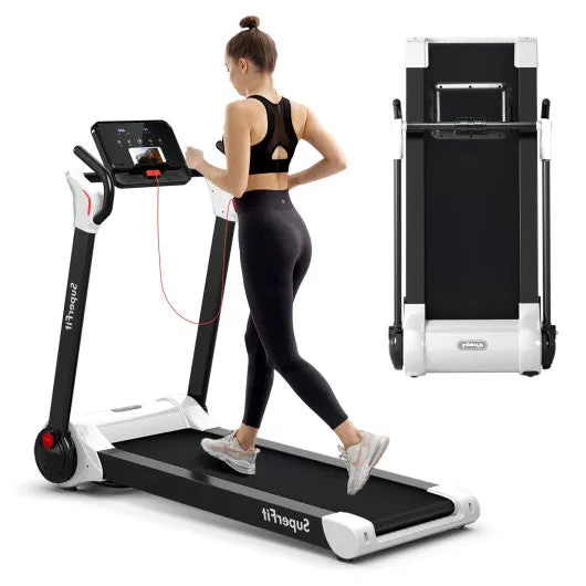 2.25 HP Electric Motorized Folding Running Treadmill Machine with LED Display-White