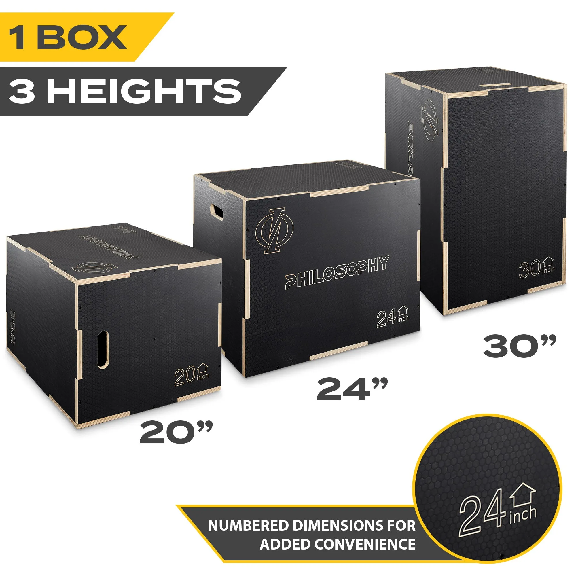 3 in 1 Non-Slip Plyo Box - Jump Plyometric Box for Training