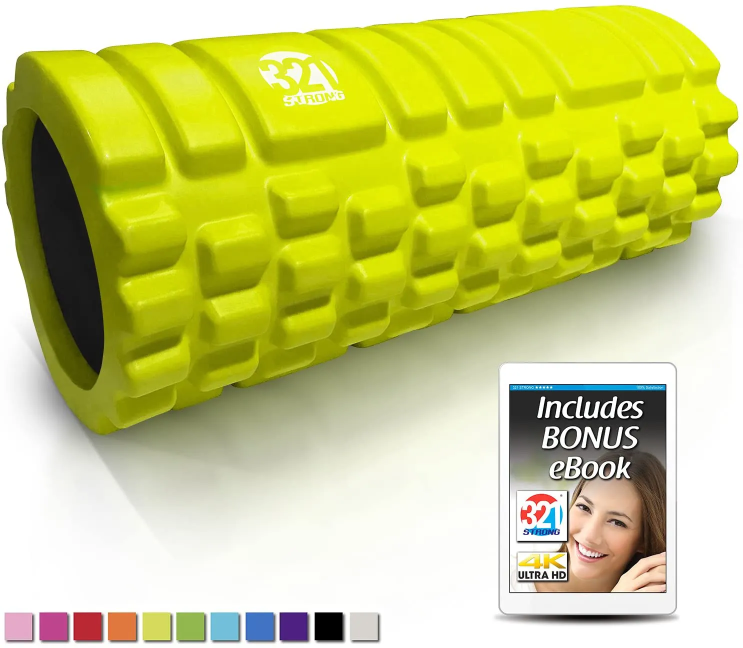 321 STRONG Foam Roller - Medium Density Deep Tissue Massager for Muscle Massage and Myofascial Trigger Point Release, with 4K eBook