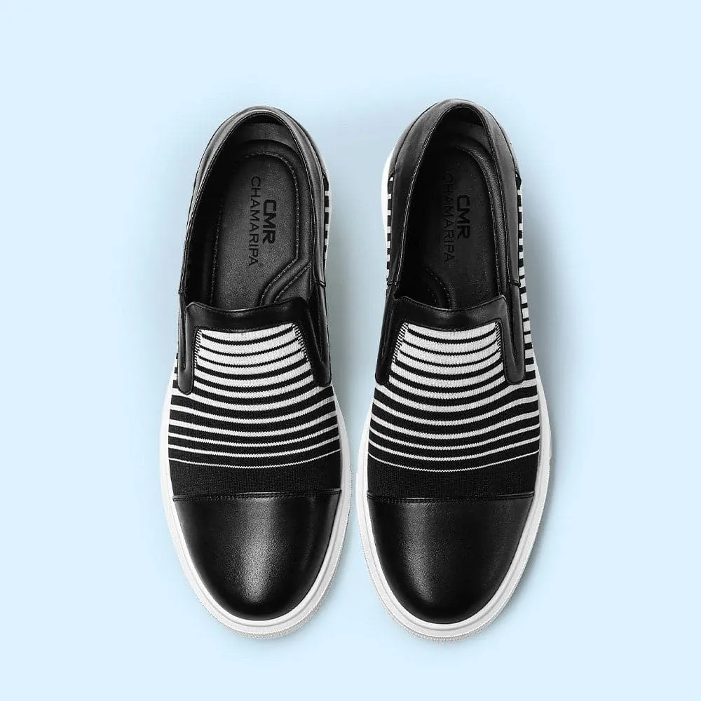 5 CM/1.95 Inches CMR CHAMARIPA Elevator Shoes - Enhance Your Height with Men's Black Knit Slip-On Sneakers - Boost Your Style