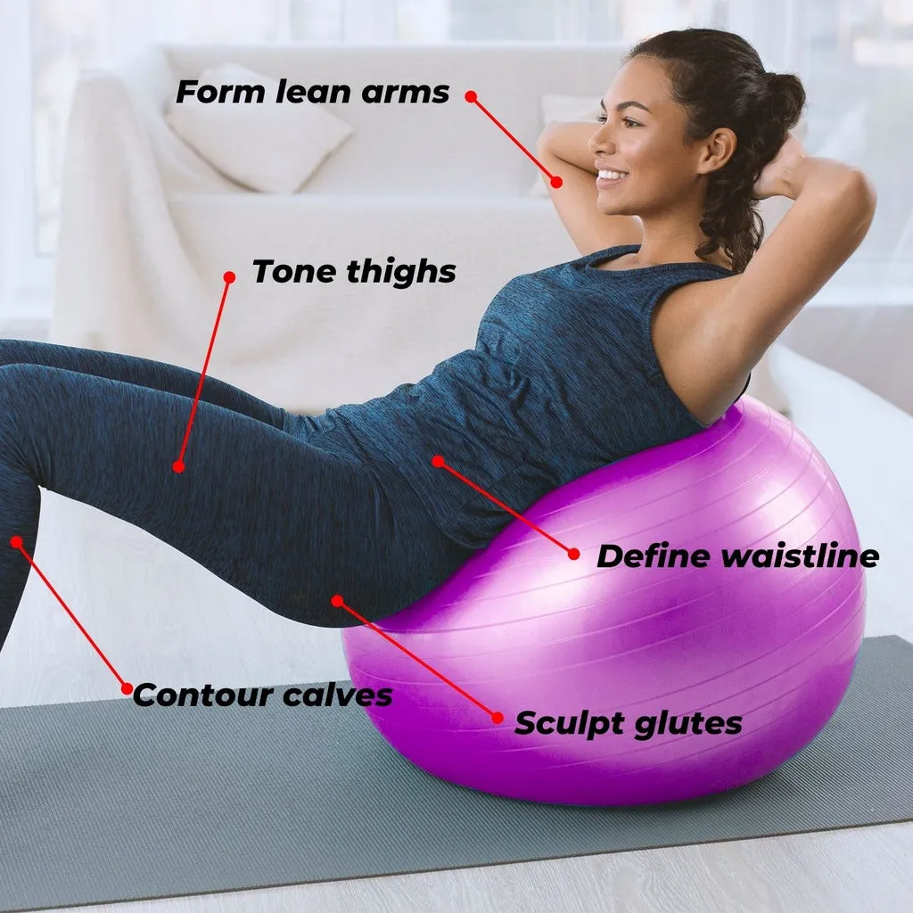 55cm Anti-Burst Non-Slip Yoga Ball with Pump for Home & Gym