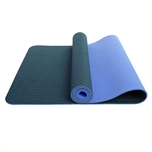 6mm Yoga Mat Non Slip TPE Exercise Mat - Blue