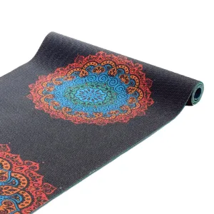 6mm Yoga Mats Soft Non Slip PVC Mandala Exercise Mat - Black/Colourful Motif