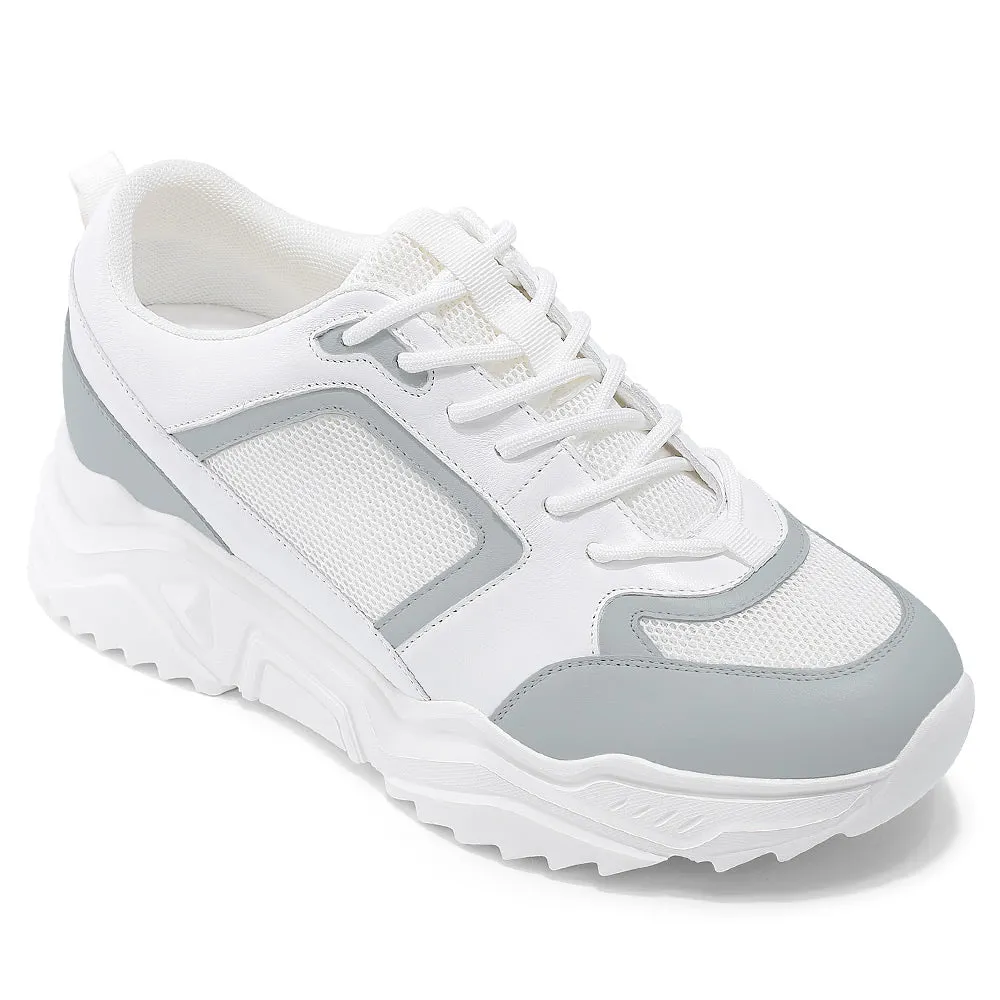 8 CM/3.15 Inches CMR CHAMARIPA Custom Elevator Sneakers - Men's White Casual Shoes