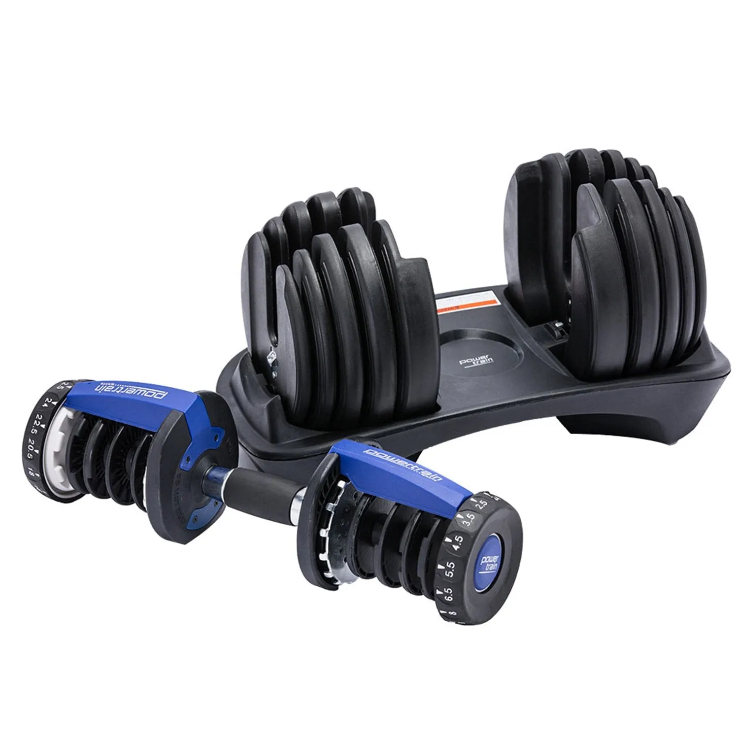 Adjustable 24kg Dumbbell Set, 15 Weights, Ergonomic - Powertrain