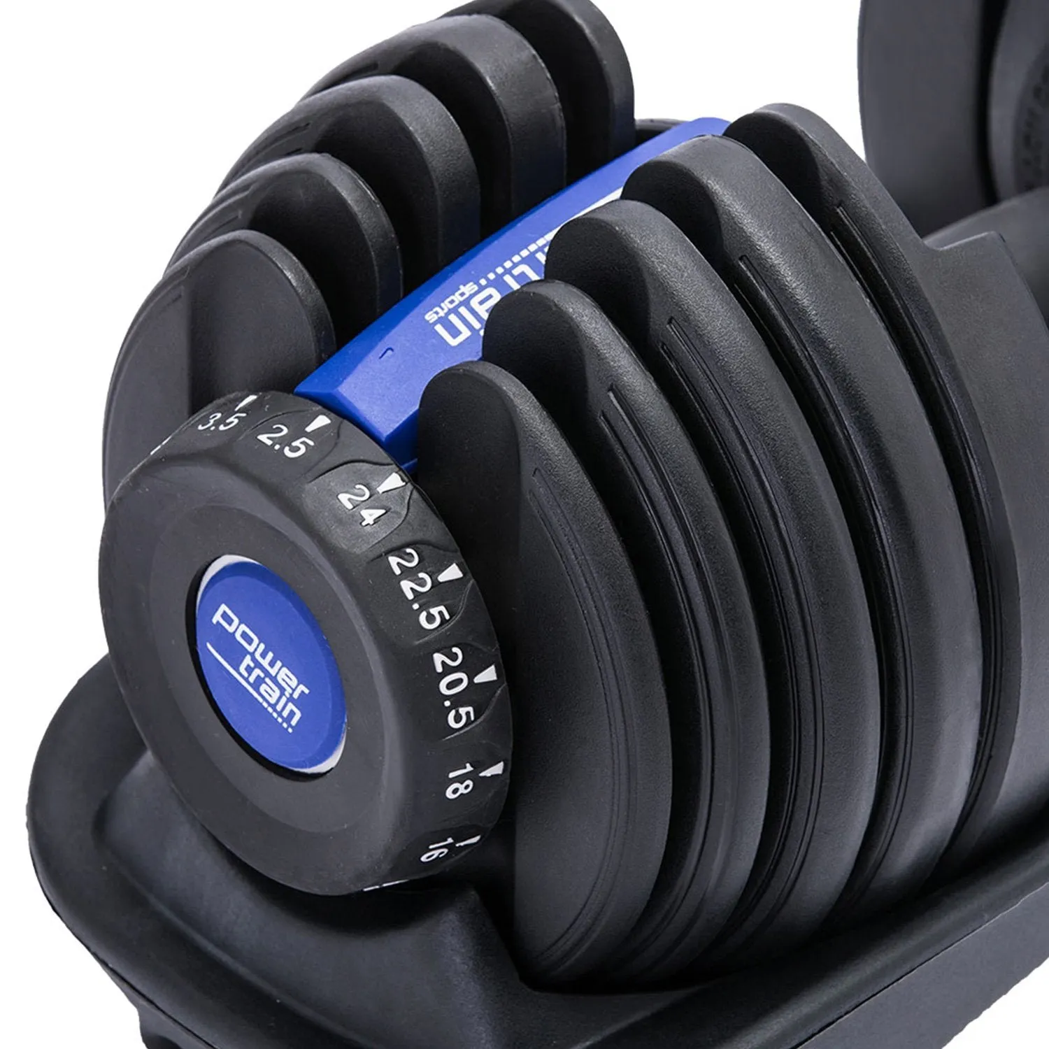 Adjustable 24kg Dumbbell Set, 15 Weights, Ergonomic - Powertrain