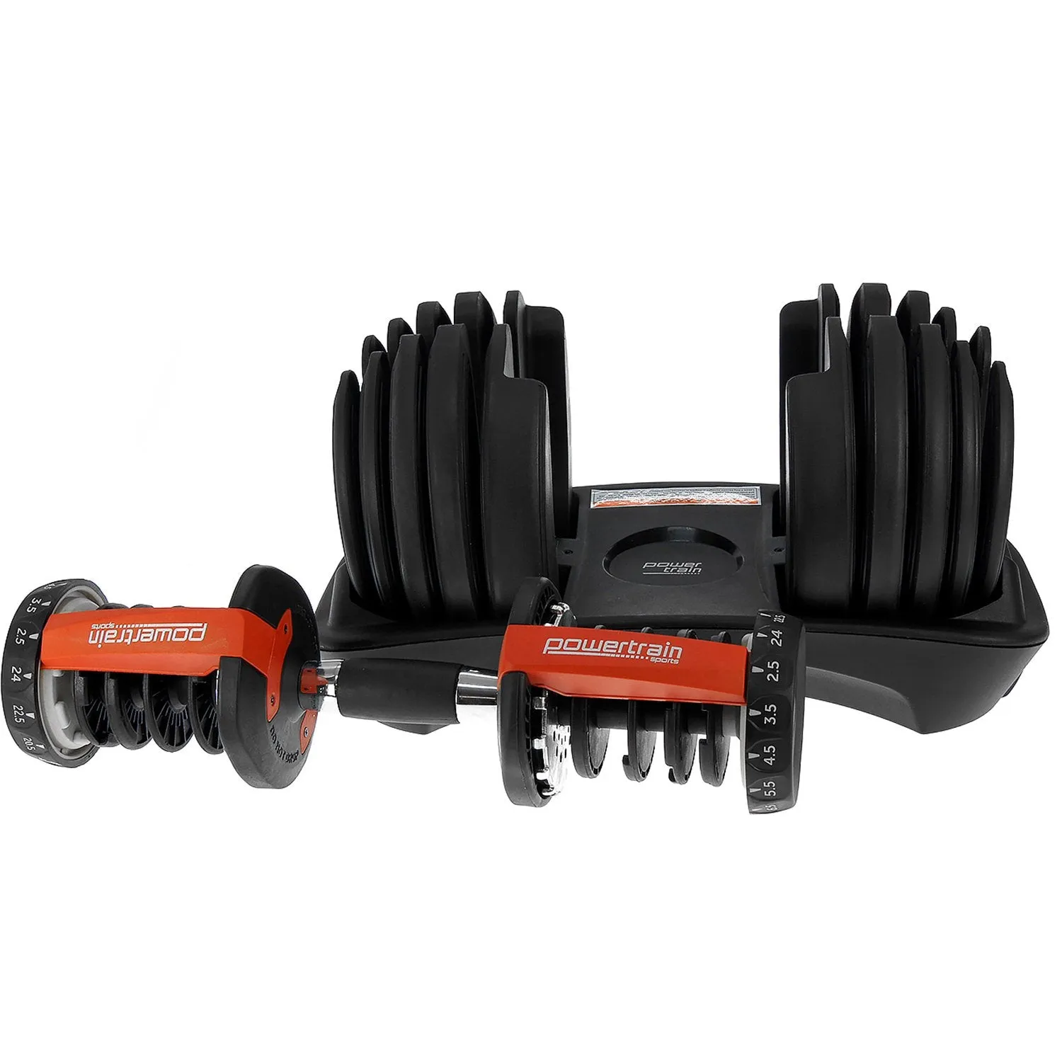 Adjustable 24kg Dumbbell with Dial - 15 Weights, Powertrain