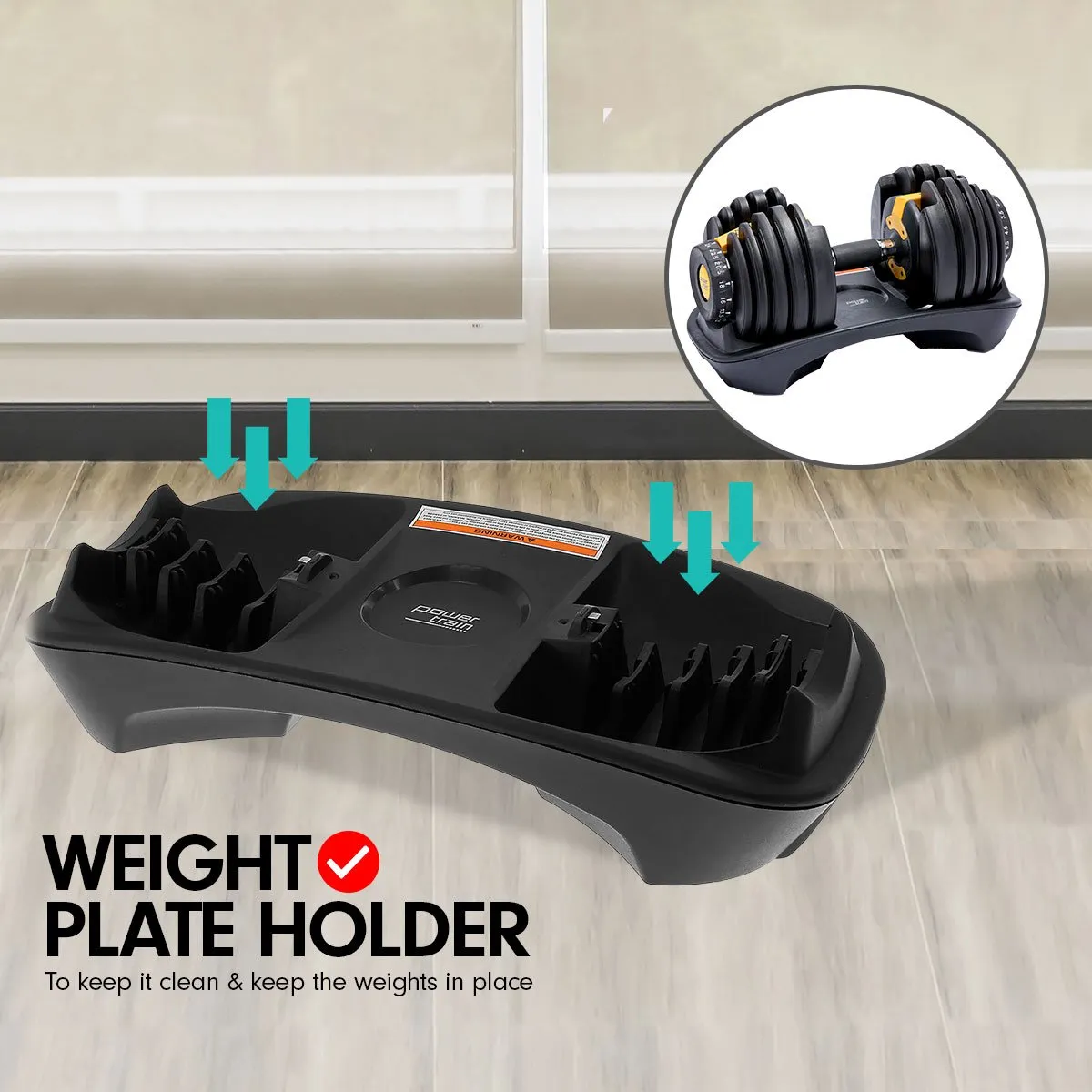 Adjustable 48kg Dumbbells, 15 Weights, Home Gym Set, Powertrain