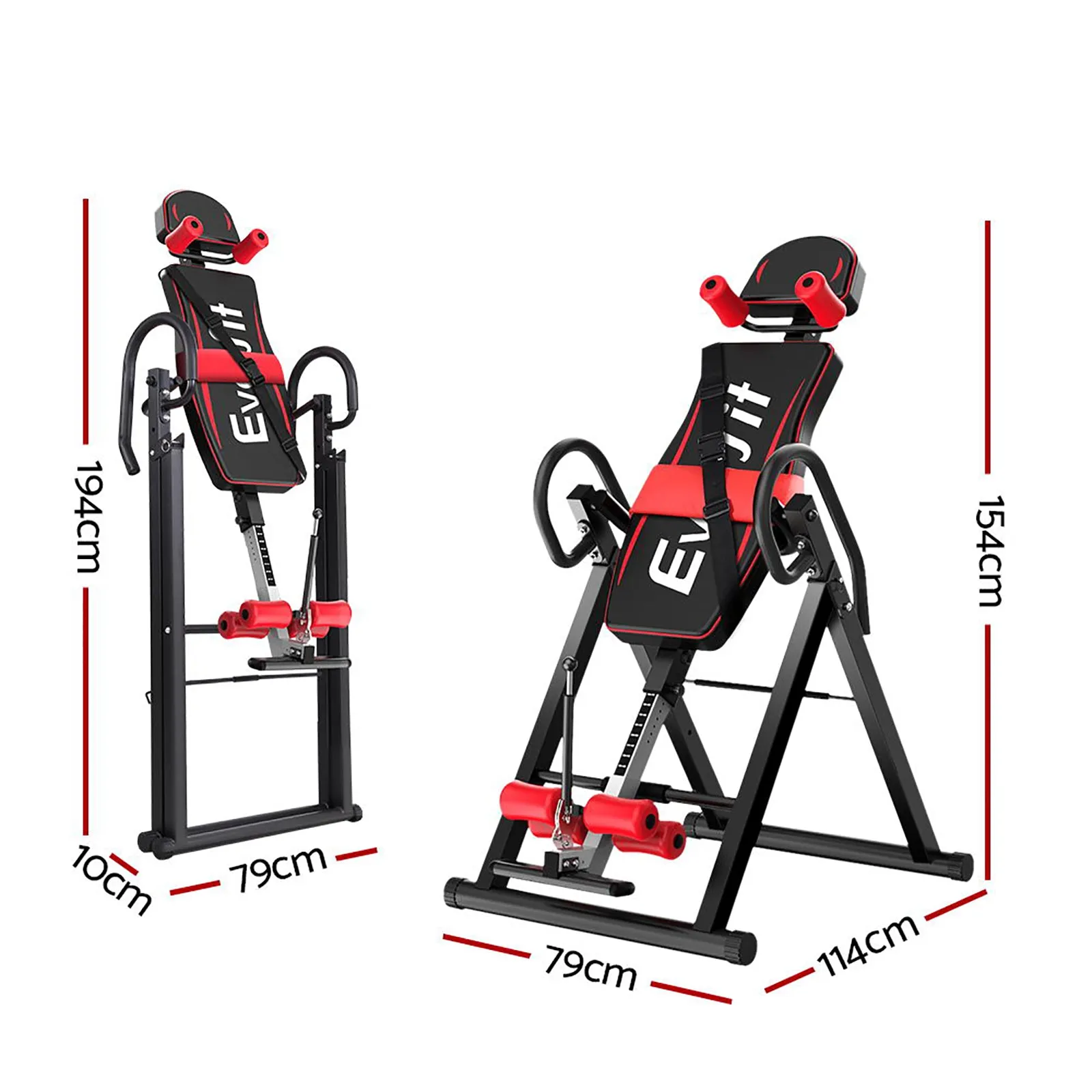 Adjustable Inversion Table with Lumbar Support, 120kg Capacity - Everfit