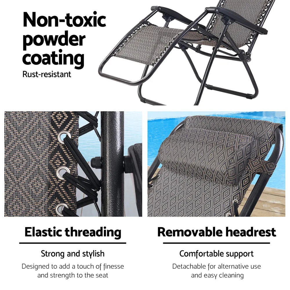 Adjustable Outdoor Recliner Folding Zero Gravity Chair 2PC Gardeon