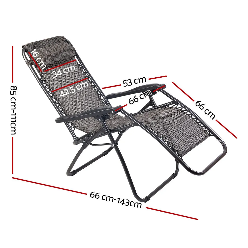 Adjustable Outdoor Recliner Folding Zero Gravity Chair 2PC Gardeon