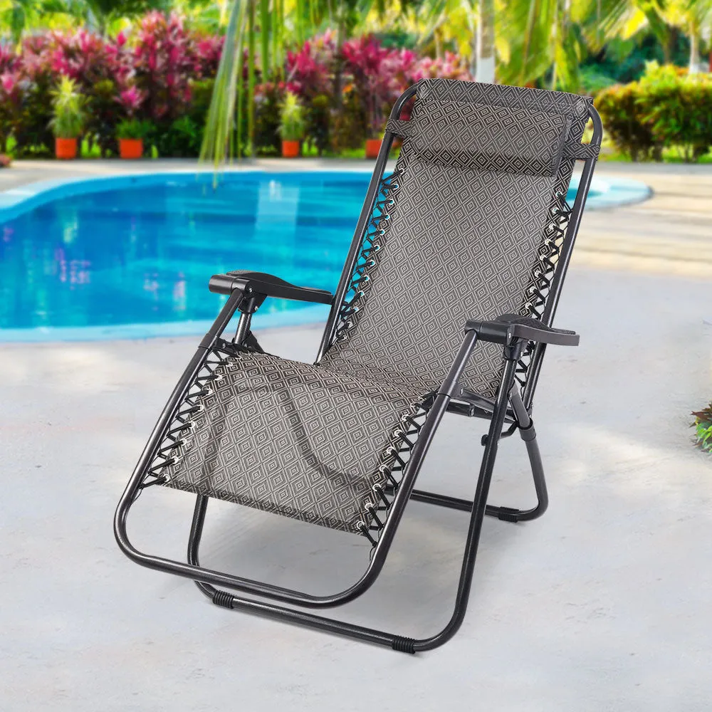 Adjustable Outdoor Recliner Folding Zero Gravity Chair 2PC Gardeon