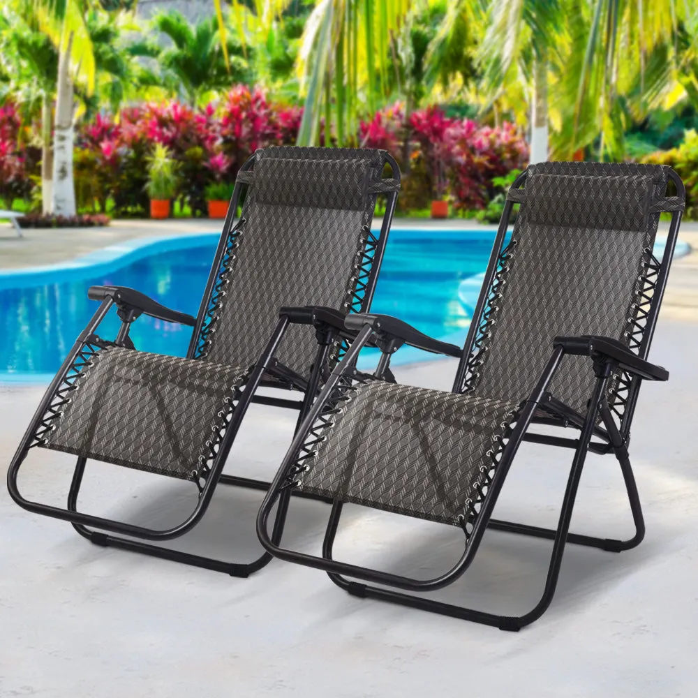 Adjustable Zero Gravity Recliner Set, 2PC Folding Outdoor Chairs, Gardeon