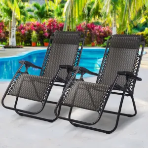 Adjustable Zero Gravity Recliner Set, 2PC Folding Outdoor Chairs, Gardeon