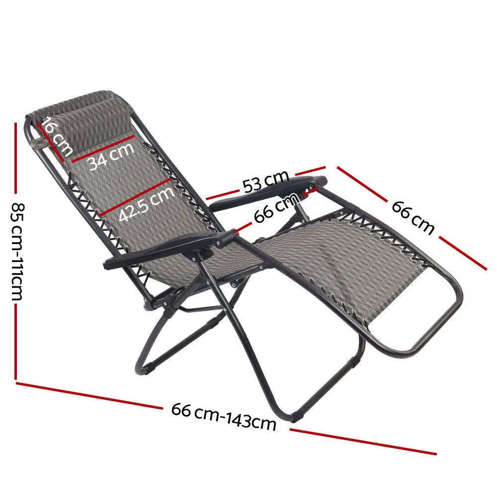 Adjustable Zero Gravity Recliner Set, 2PC Folding Outdoor Chairs, Gardeon