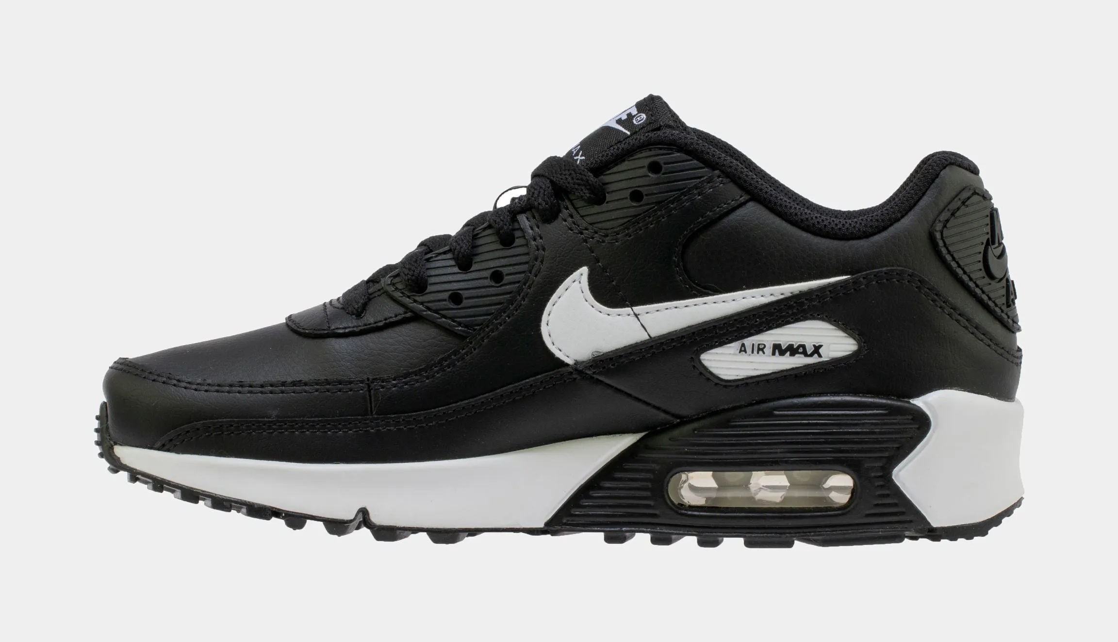 Air Max 90 365 Leather Grade School Running Shoes (Black)