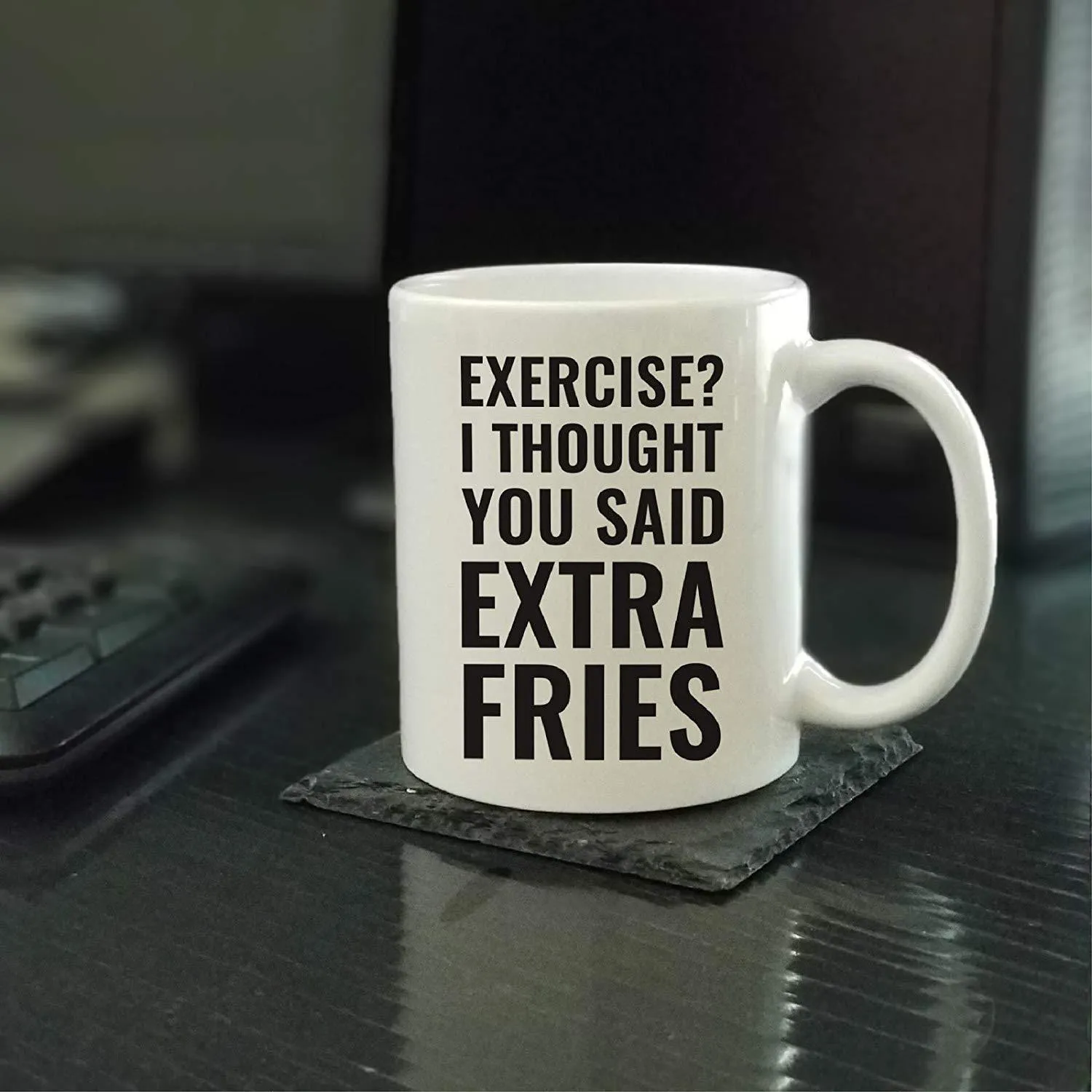 Andaz Press Fitness Coffee Mug Exercise? I Thought You Said Extra Fries