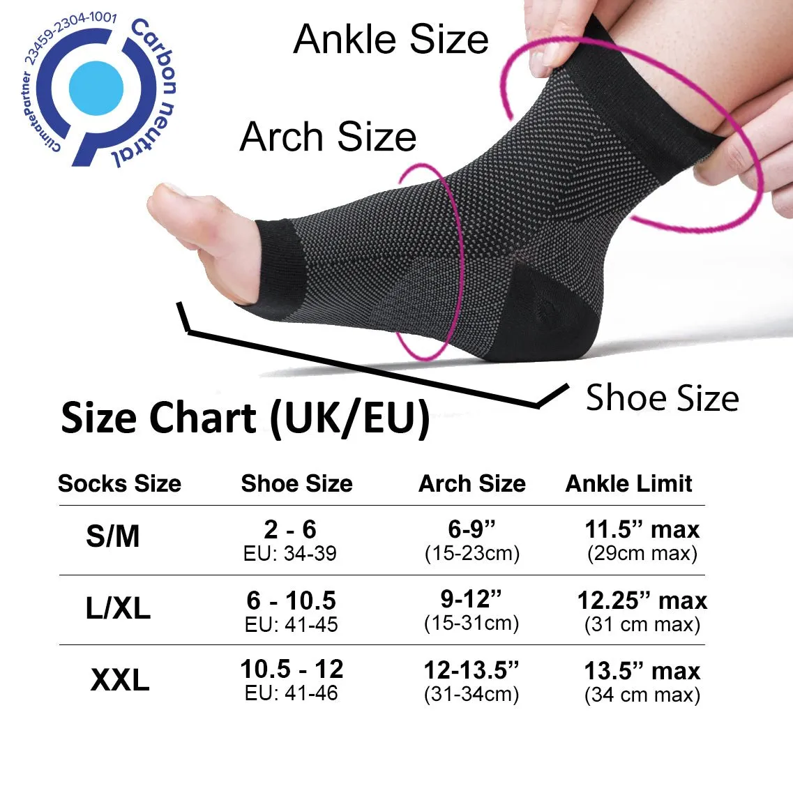 Ankle Support and Plantar Fasciitis Socks (2 Pairs)