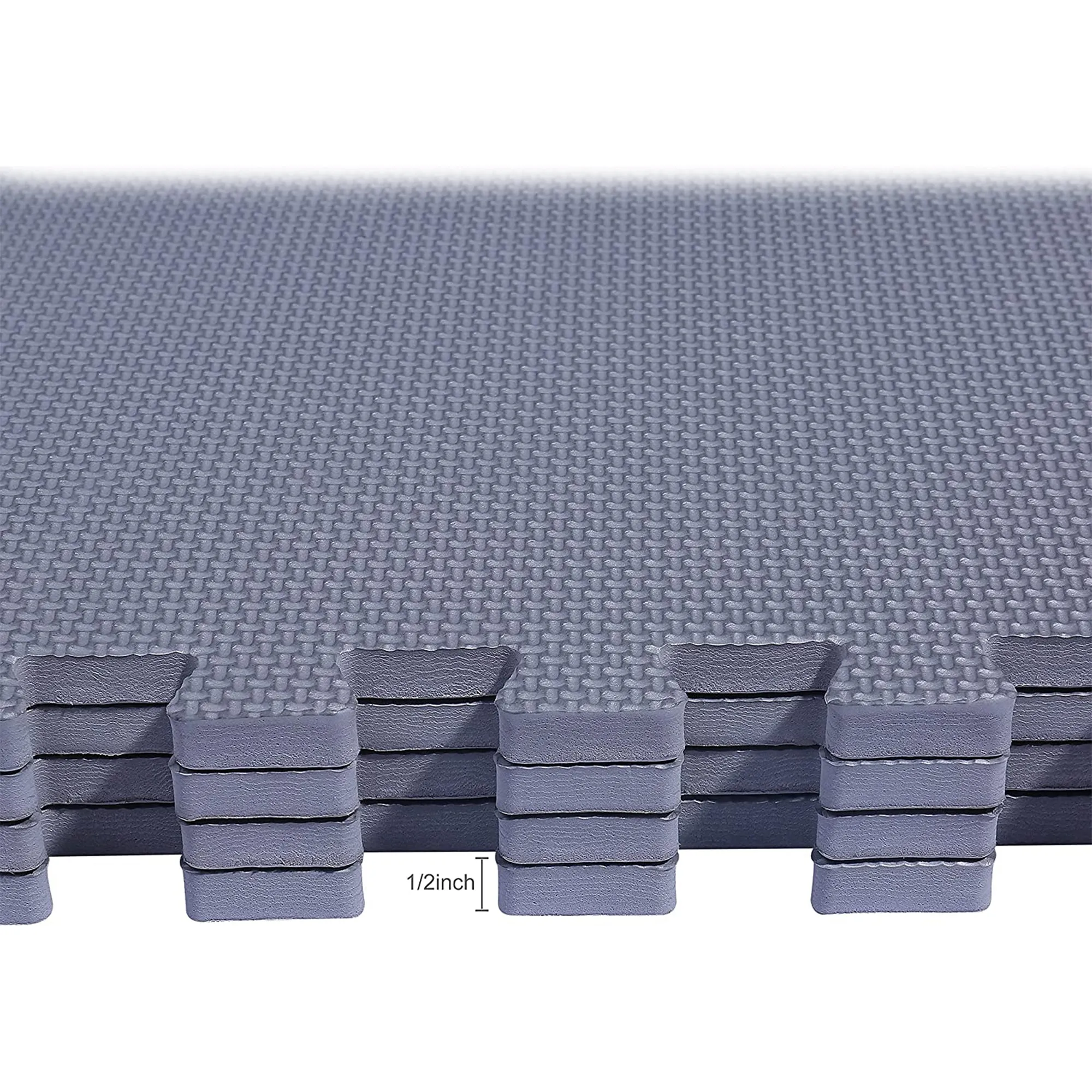 BalanceFrom Fitness 144 Sq Ft Interlocking EVA Foam Exercise Mat Tiles, Gray