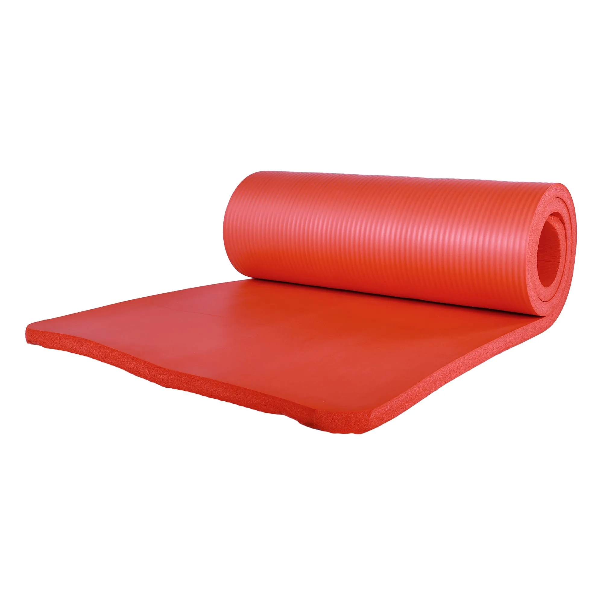 BalanceFrom Fitness 1" Extra Thick Yoga Mat w/Knee Pad and Carrying Strap, Red