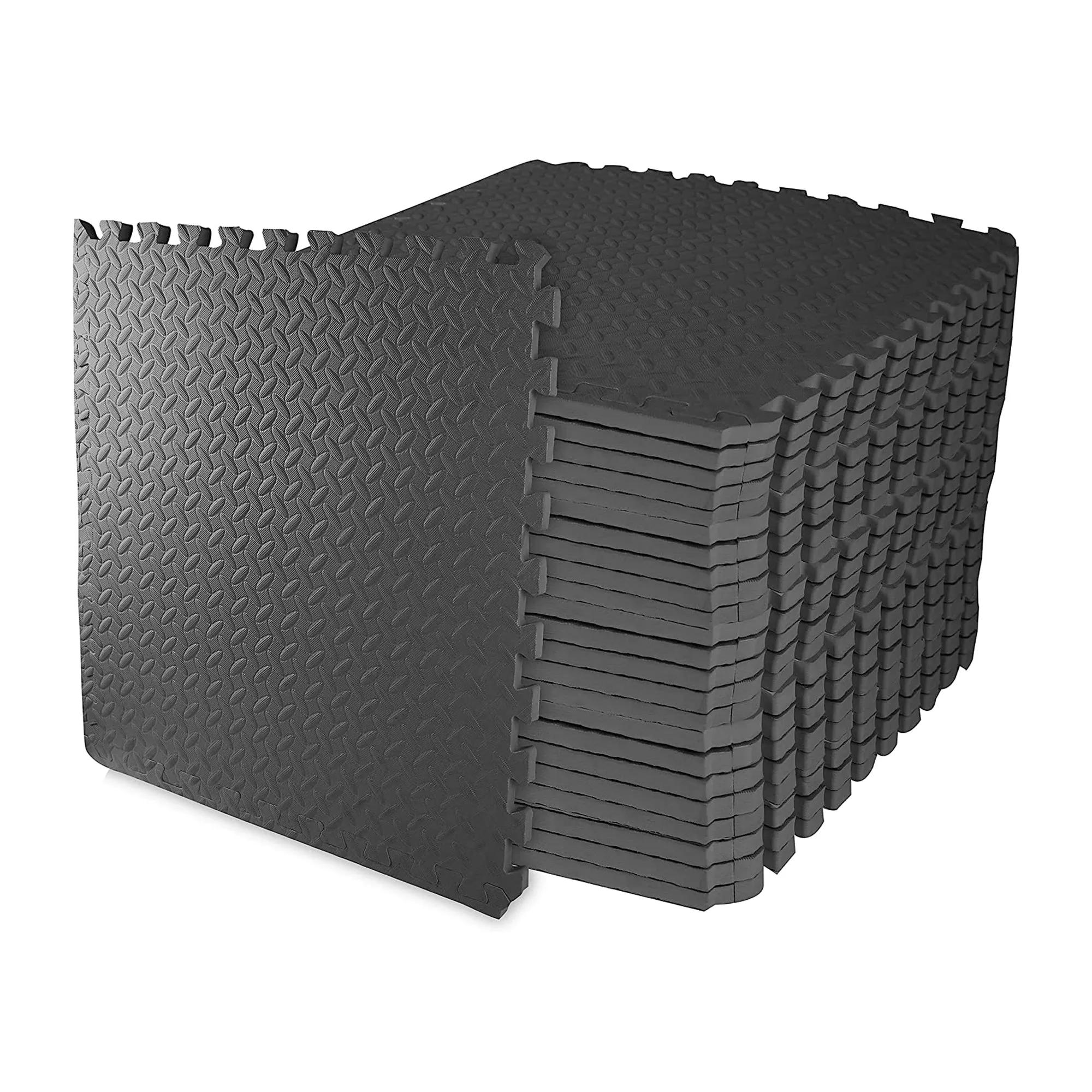 BalanceFrom Fitness 96 Sq Ft Interlocking EVA Foam Mat Tiles, Black (Used)