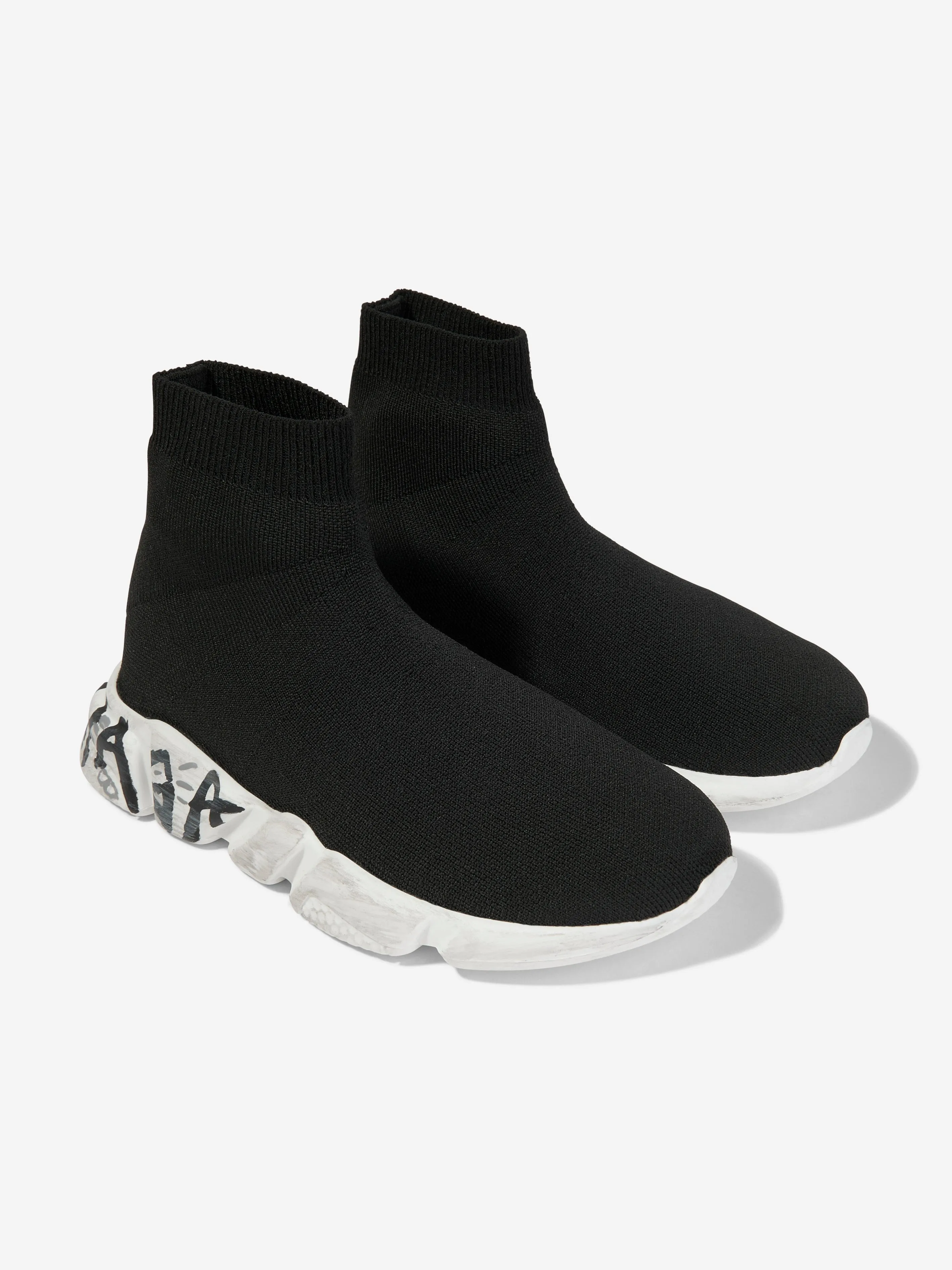 Balenciaga Kids Graffiti Sole Speed Trainers in Black