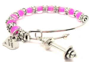 Barbell 9mm Glass Beaded Single Bracelet