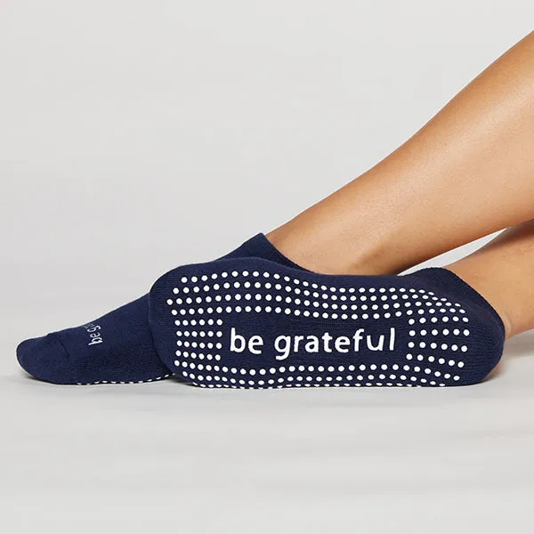 Be Grateful Grip Socks (Navy/White)