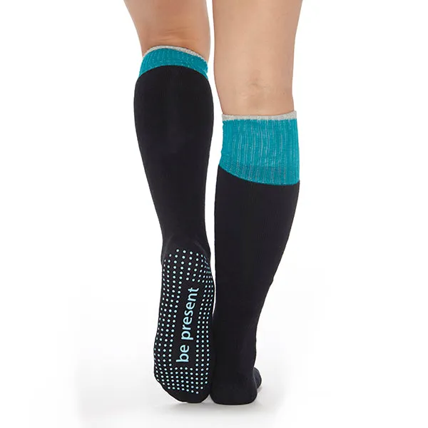 Be Present Knee High Socks (Black/Teal)