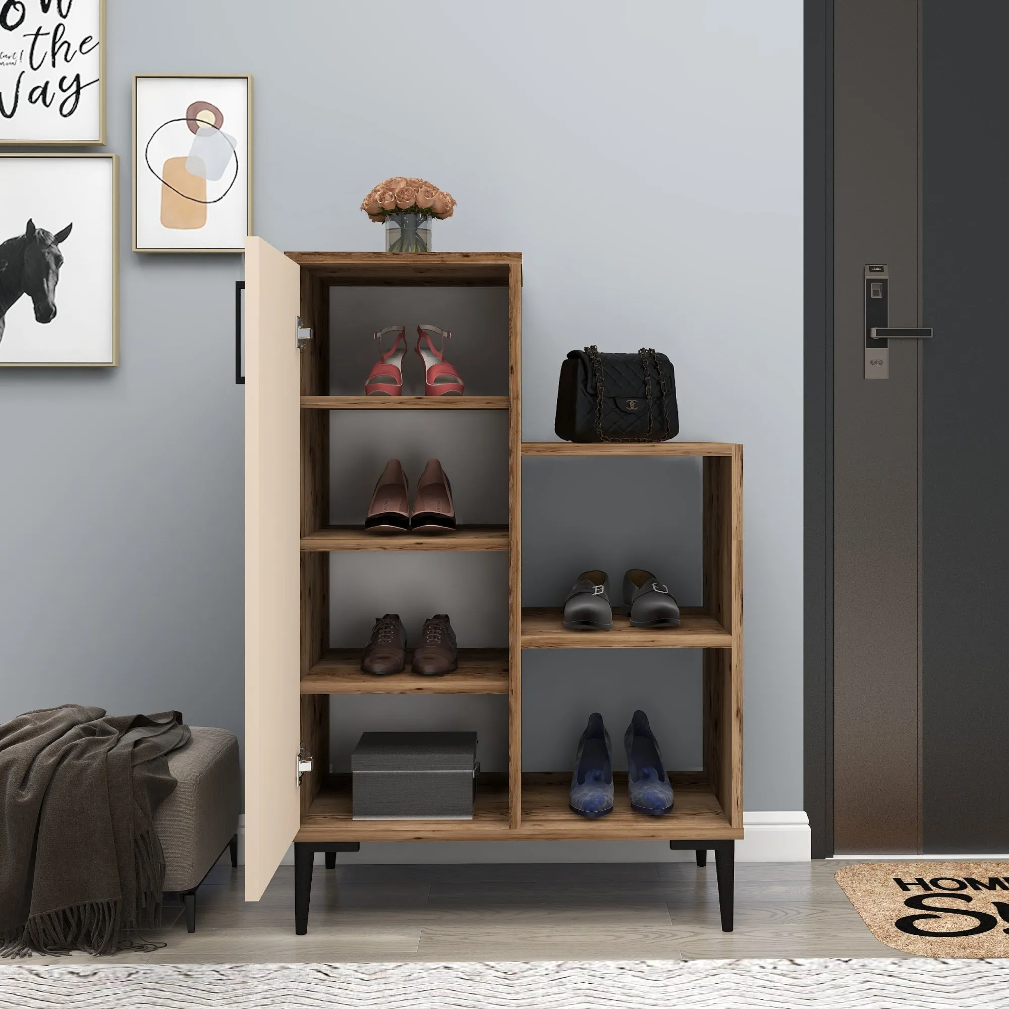 Beate Shoe Storage Shelf with Cabinet