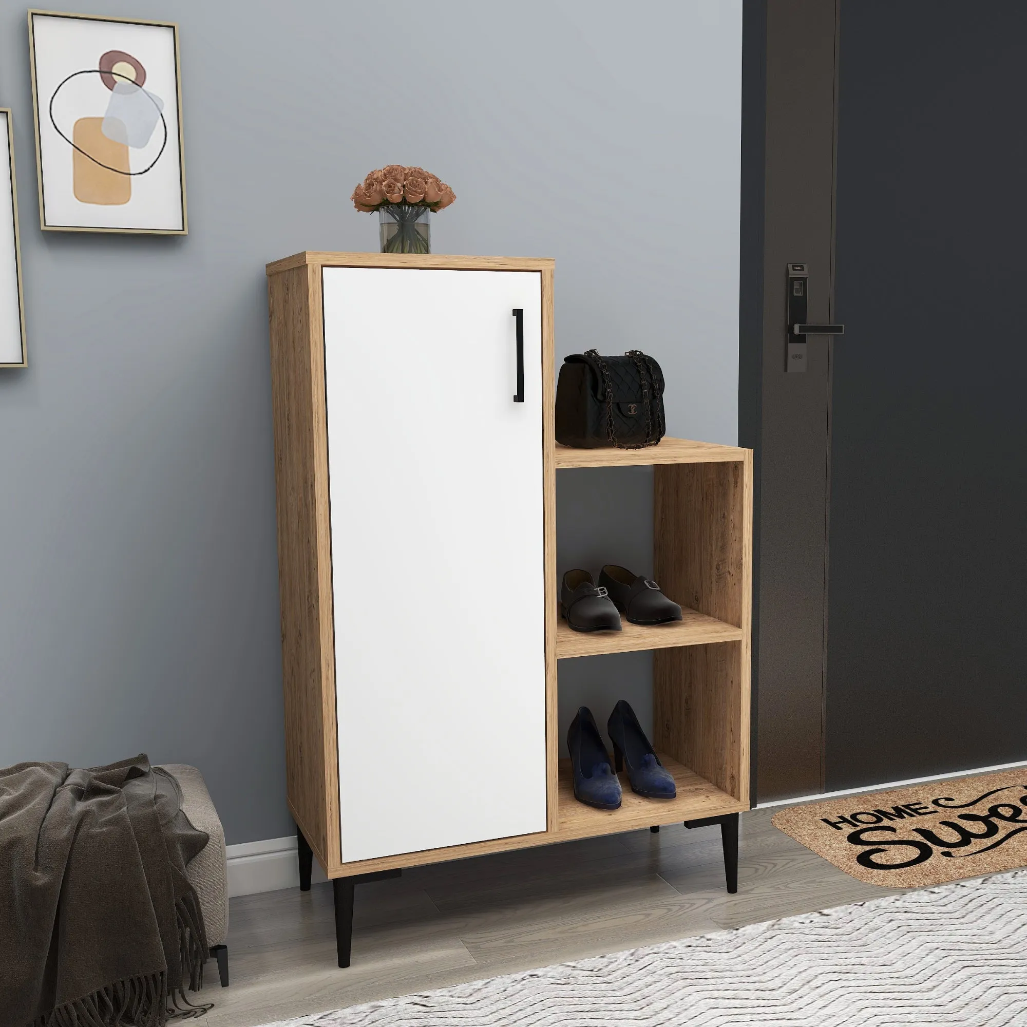 Beate Shoe Storage Shelf with Cabinet