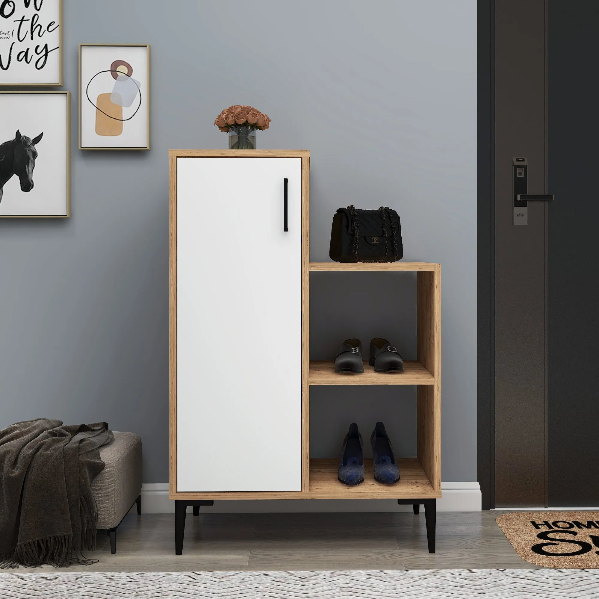 Beate Shoe Storage Shelf with Cabinet