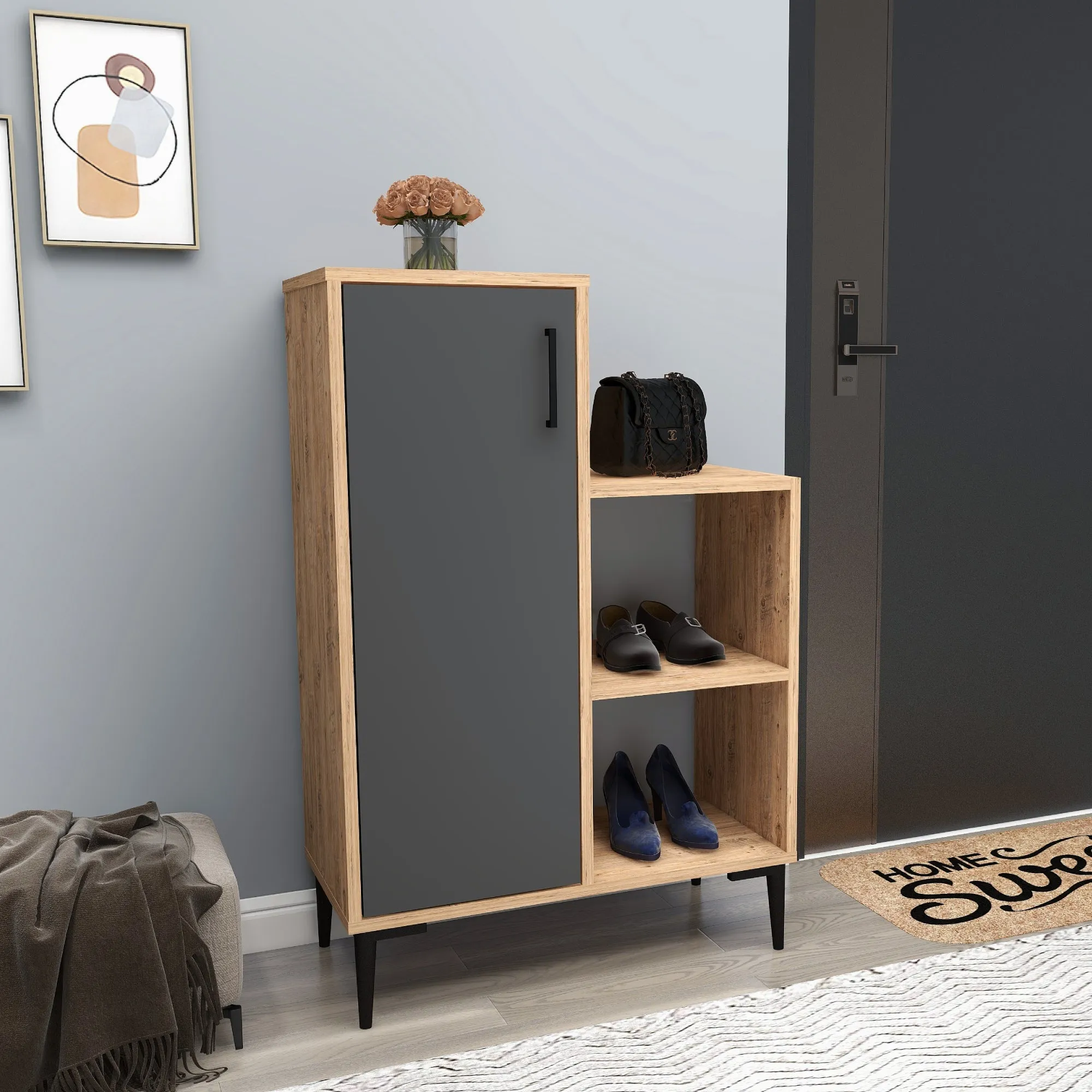 Beate Shoe Storage Shelf with Cabinet