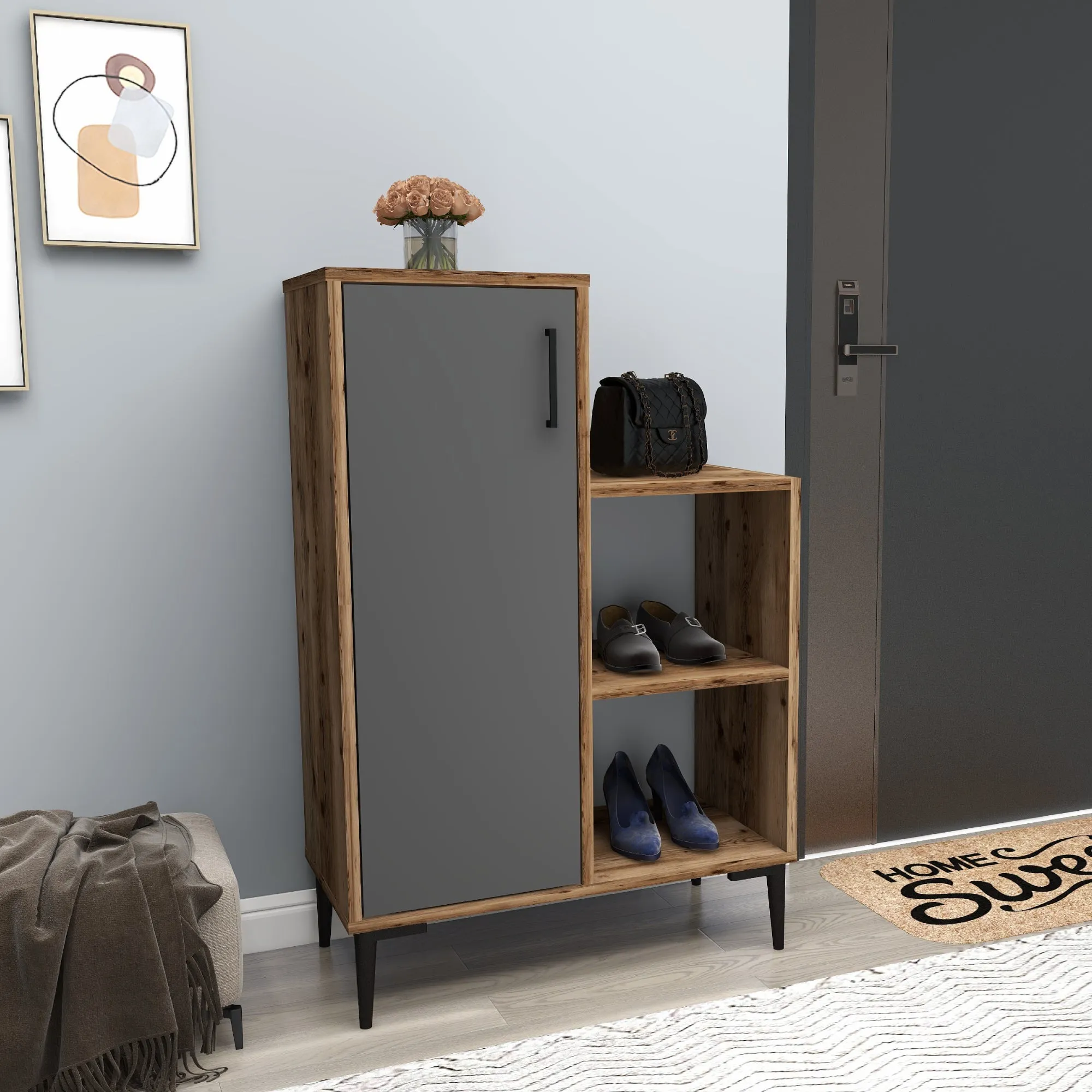 Beate Shoe Storage Shelf with Cabinet