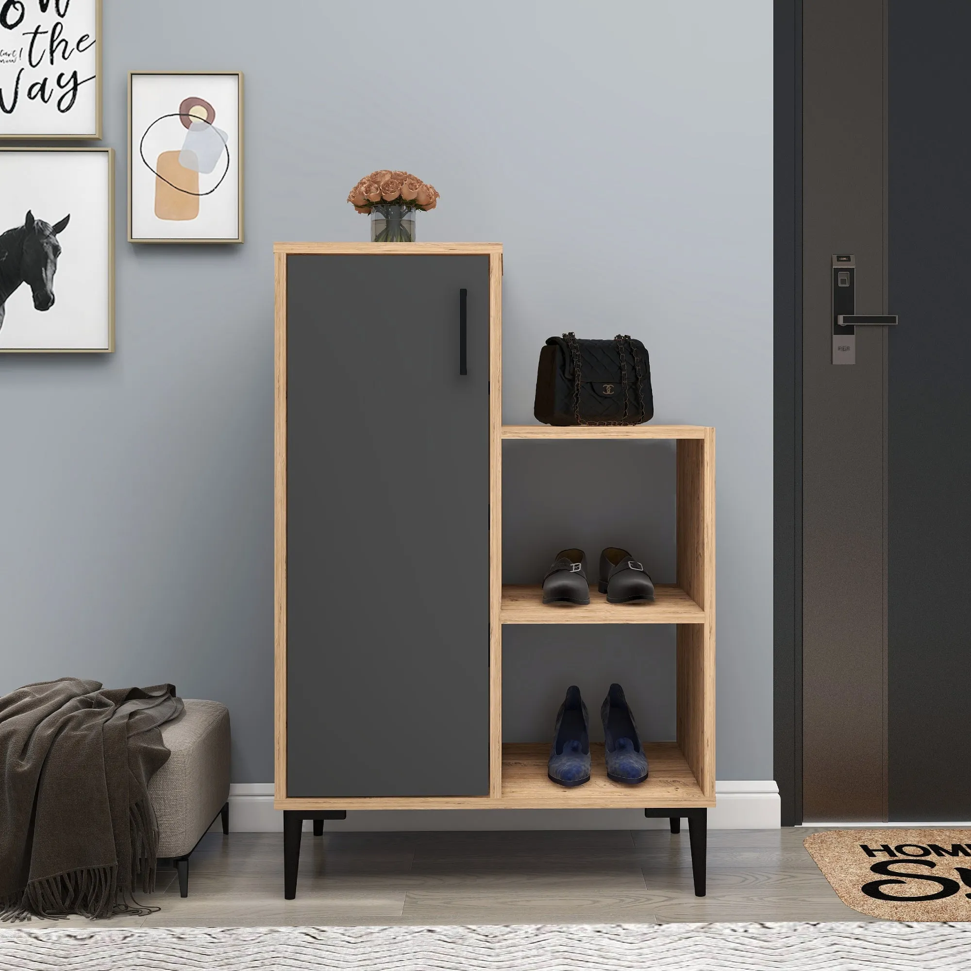 Beate Shoe Storage Shelf with Cabinet