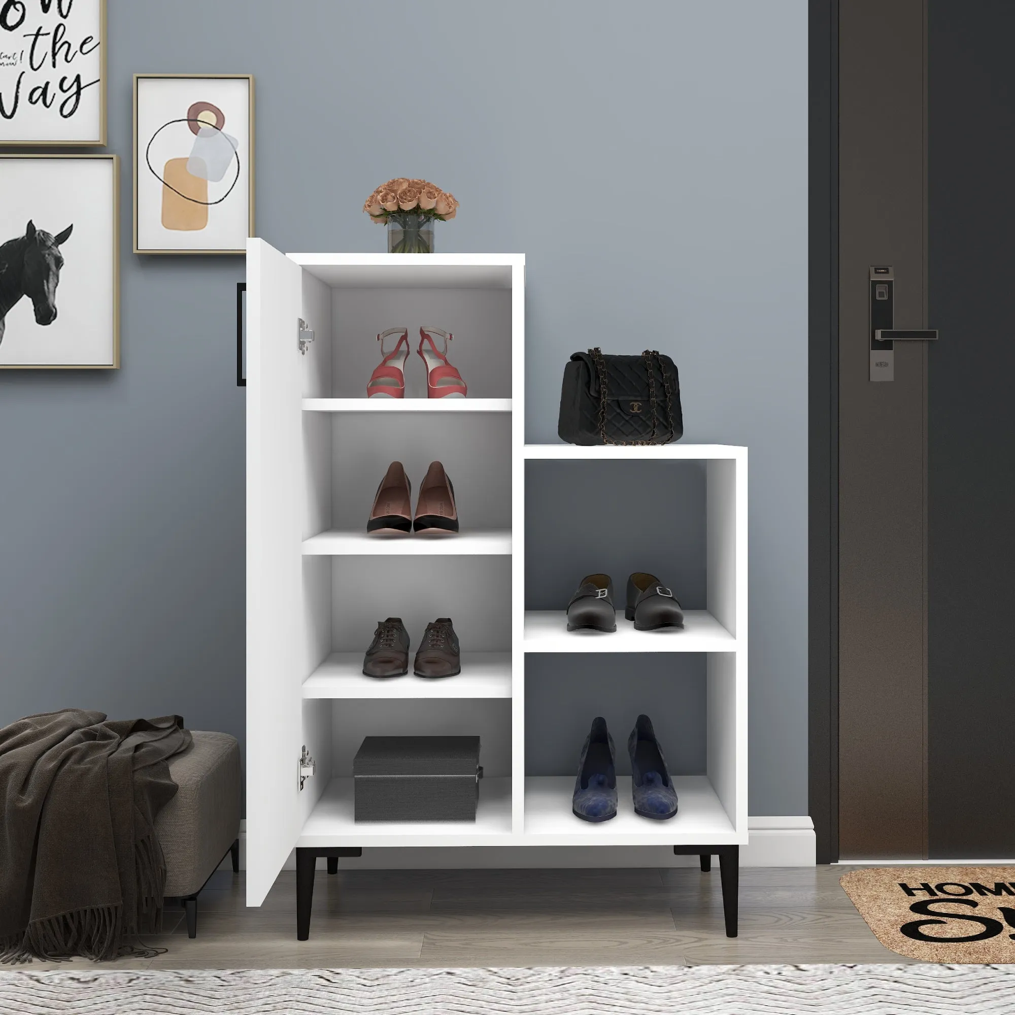 Beate Shoe Storage Shelf with Cabinet