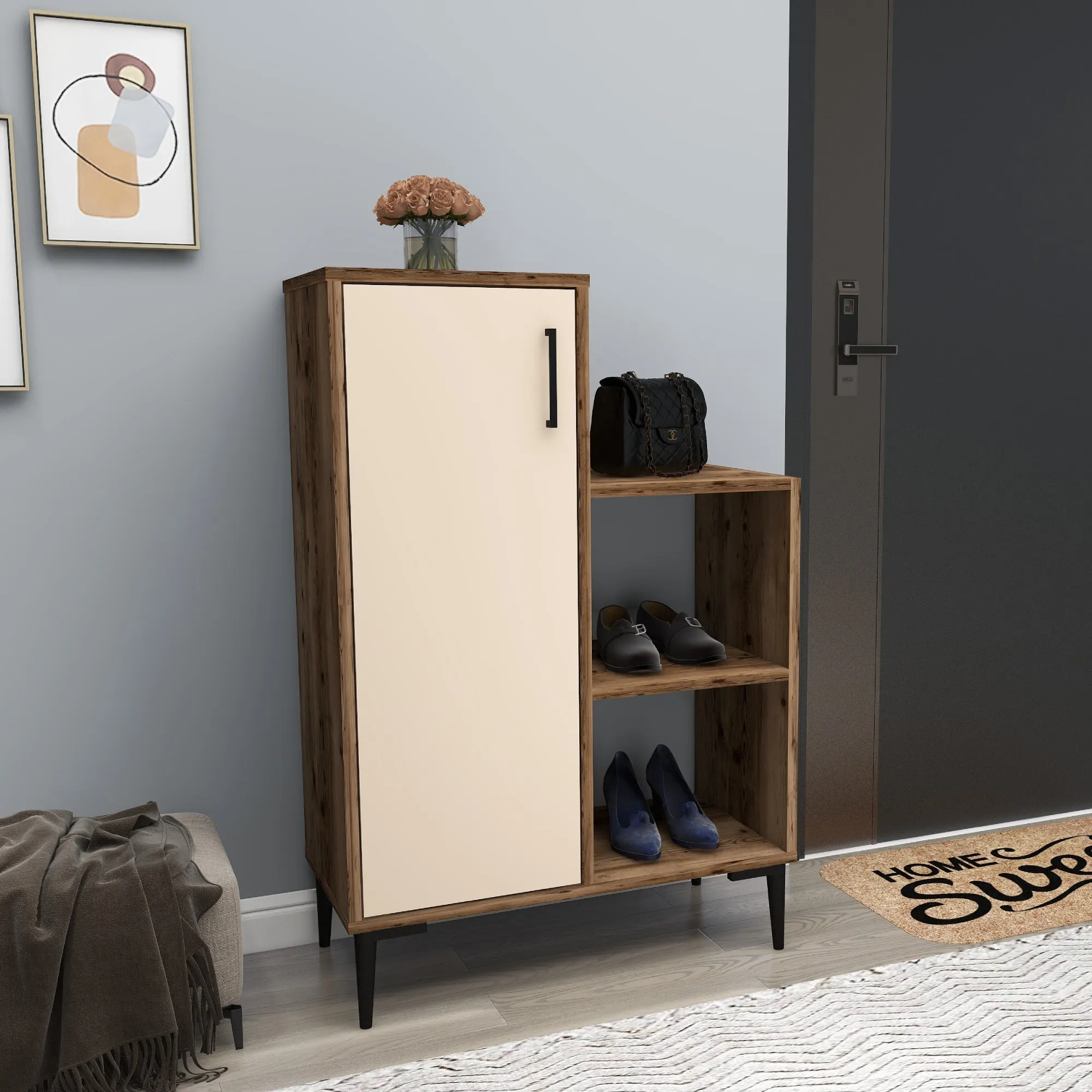 Beate Shoe Storage Shelf with Cabinet