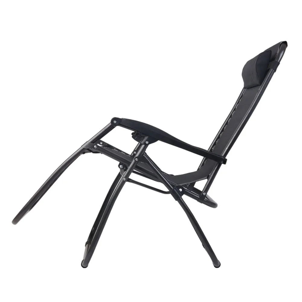 Black Outdoor Portable Recliner Banana Chair Pool Lounge Seating Zero Gravity Chair