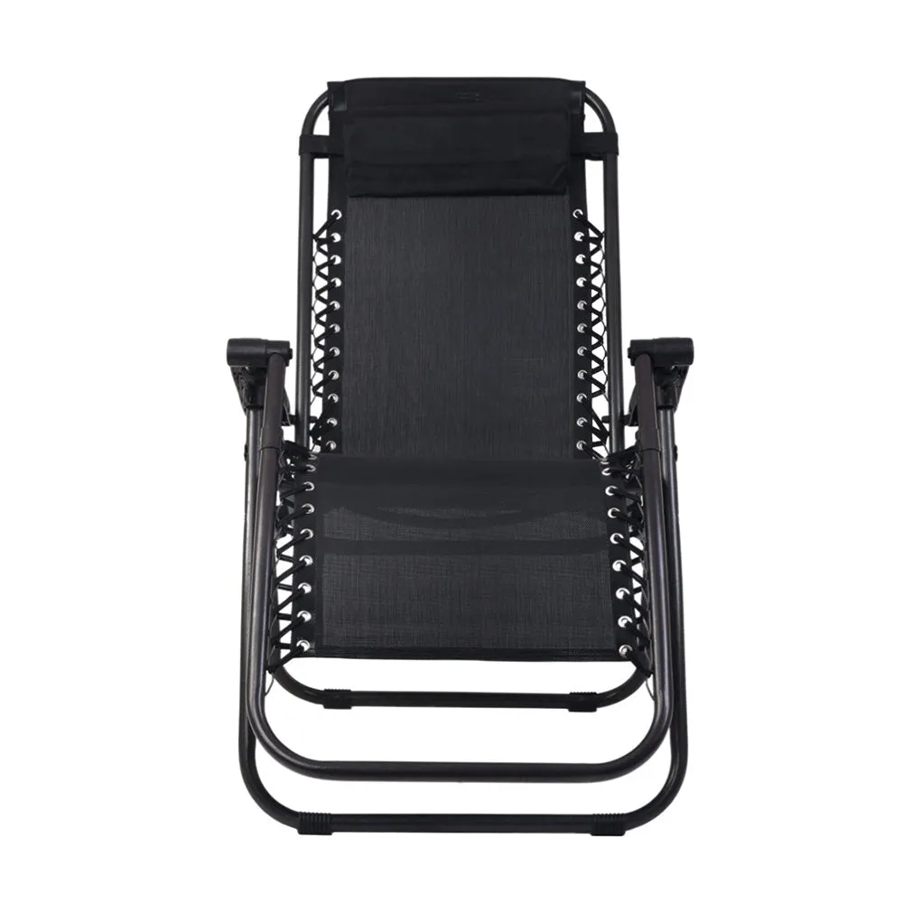 Black Outdoor Portable Recliner Banana Chair Pool Lounge Seating Zero Gravity Chair