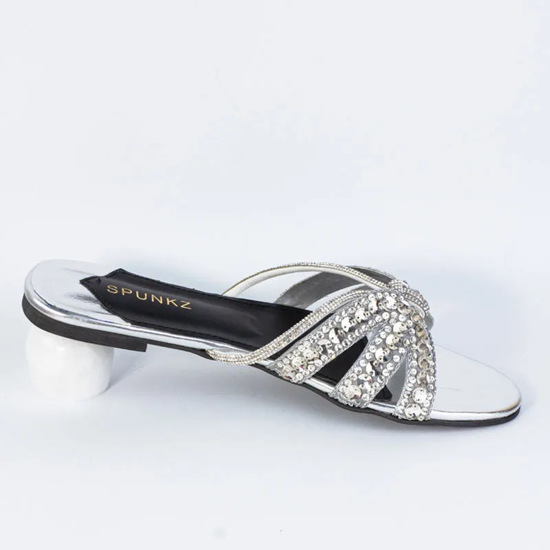 Bling Crystal Rhinestones Straps Ladies Fancy Slide Slipper