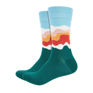 Blue Wave Printed Crew Length Socks