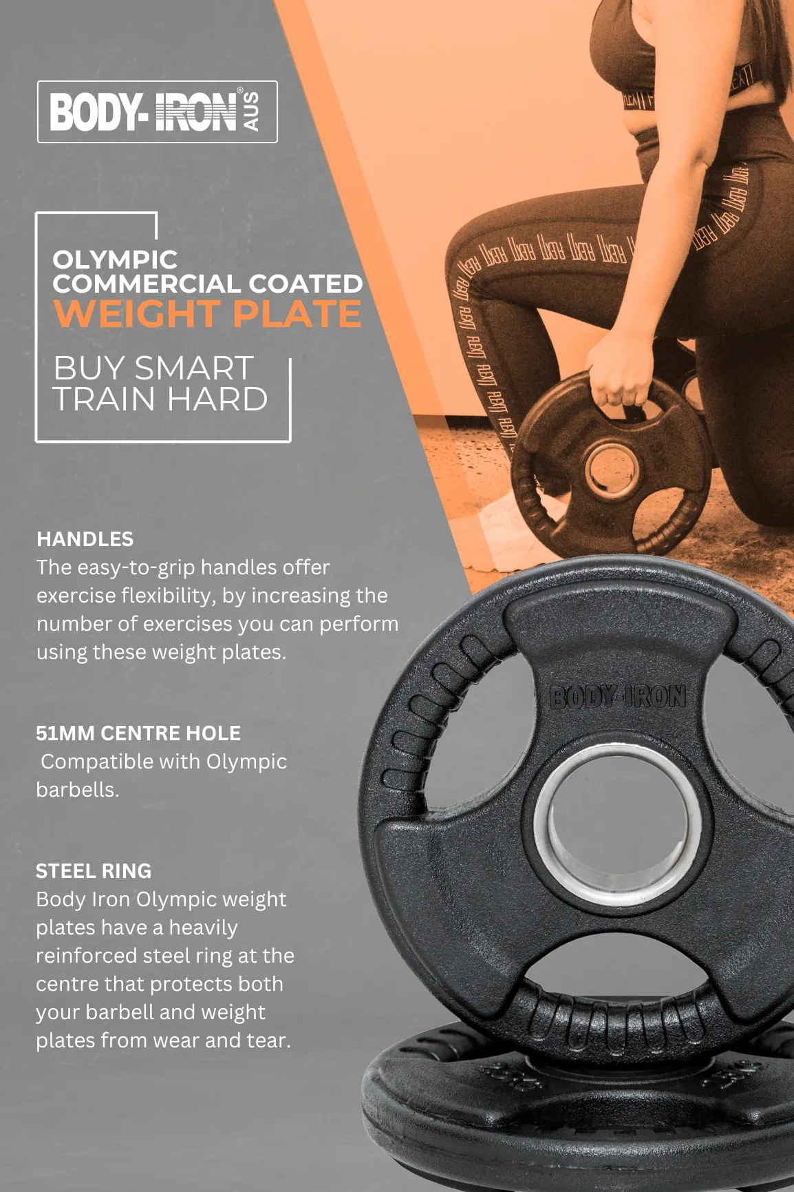 Body Iron Olympic Commercial Coated Weight Plate 1.25kg (Pack Of 4 Singles)