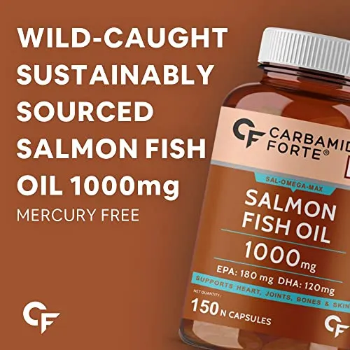 Carbamide Forte Salmon Fish Oil Omega 3 Capsule 1000 mg - Pack of 150 Softgel Capsules