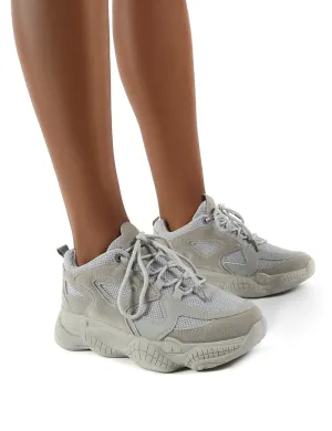 Chase Grey Wide Fit Chunky Sole Trainers