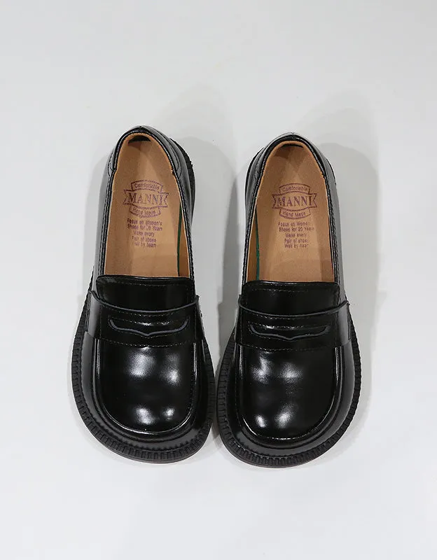 Comfortable Retro Leather Wide Toe Box Loafers